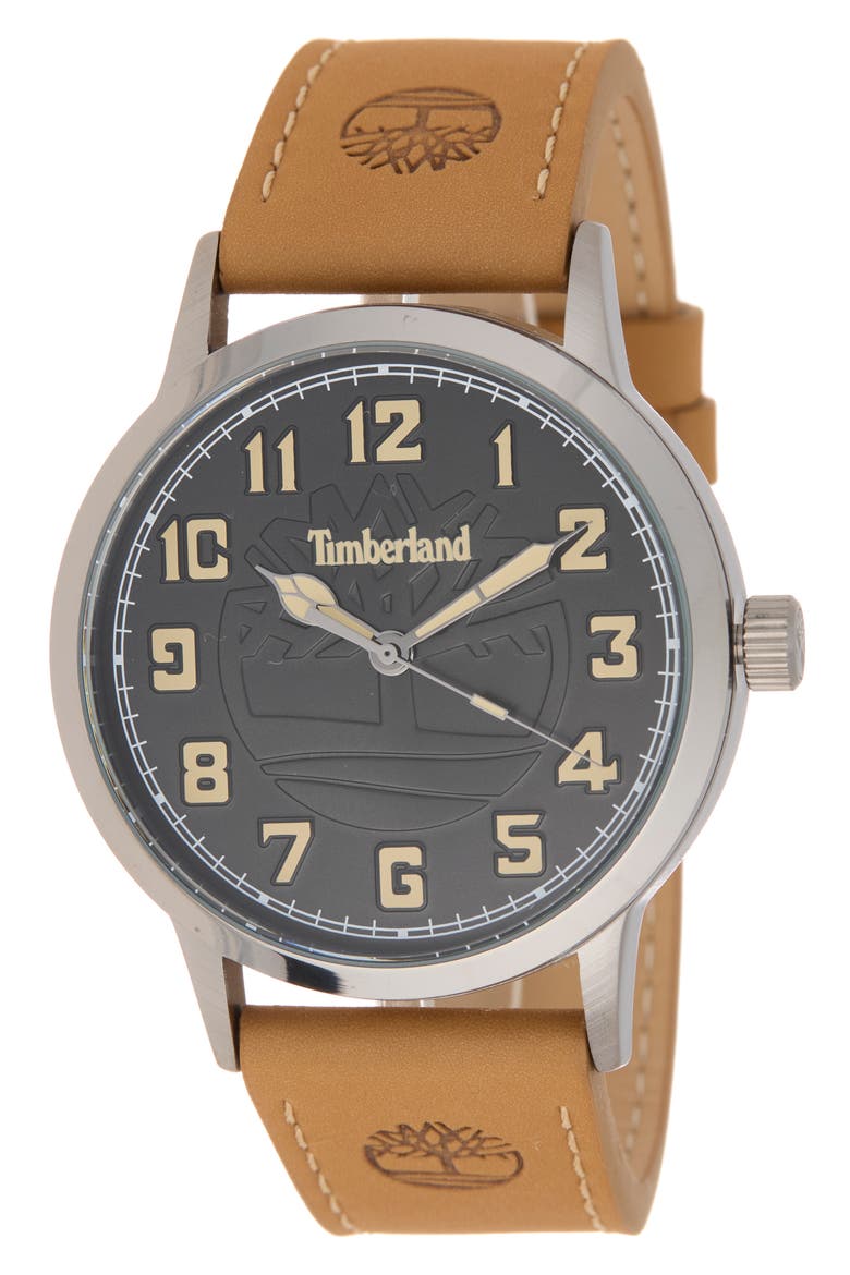 Classic Quartz Leather Strap Watch, 43mm, Main, color, TAN