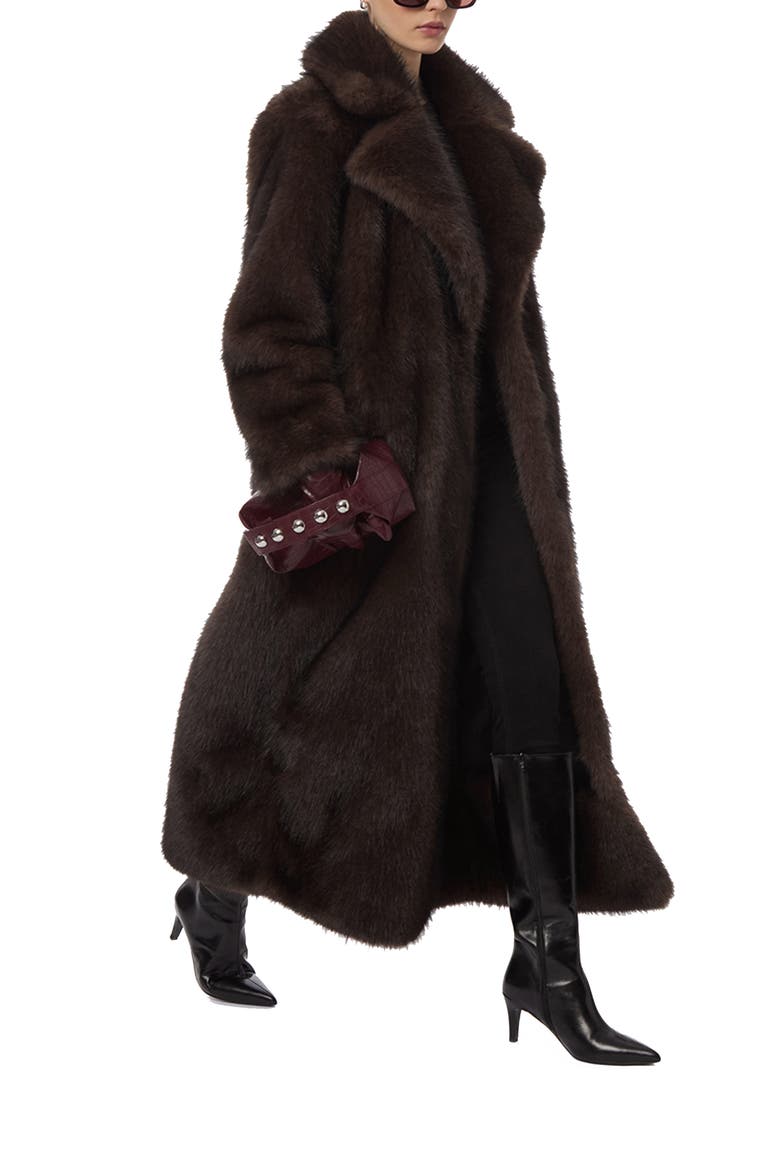 Gabrielle Faux Fur Maxi Coat, Alternate, color, FAUVE MULTI