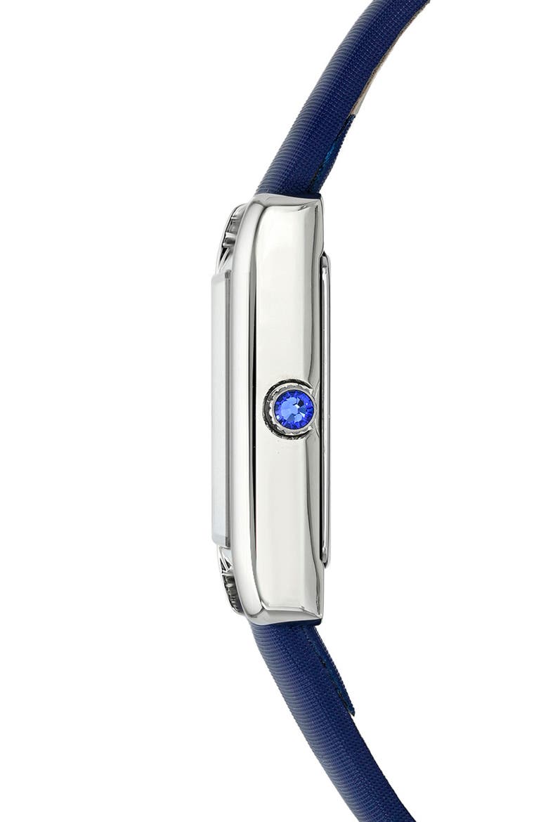 Karolina Leather Strap Watch, 21.5mm x 30mm, Alternate, color, BLUE/ SILVER