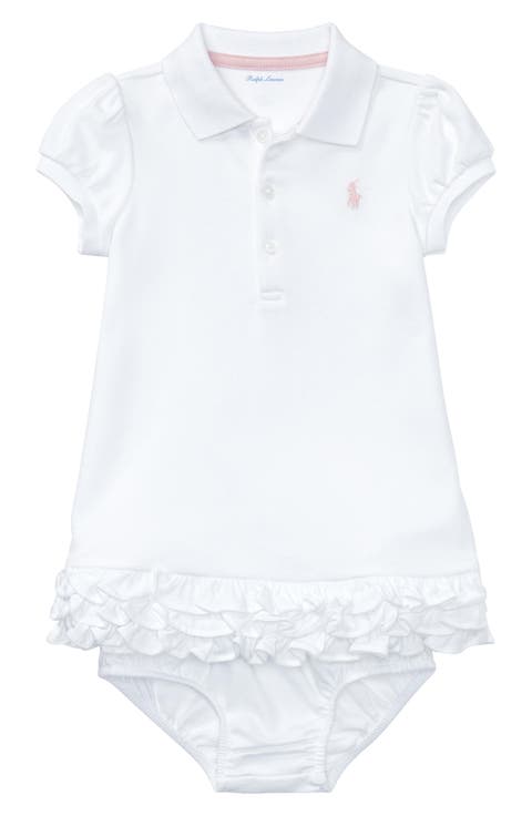 'Cupcake' Ruffle Hem Polo Dress & Bloomers (Baby Girls)
