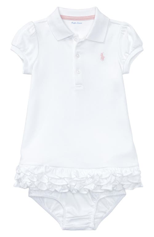 Ralph Lauren 'Cupcake' Ruffle Hem Polo Dress & Bloomers in White at Nordstrom, Size 3M