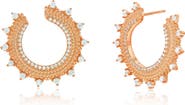 SUZY LEVIAN Cubic Zirconia Milgrain Sunburst Frontal Hoop Earrings