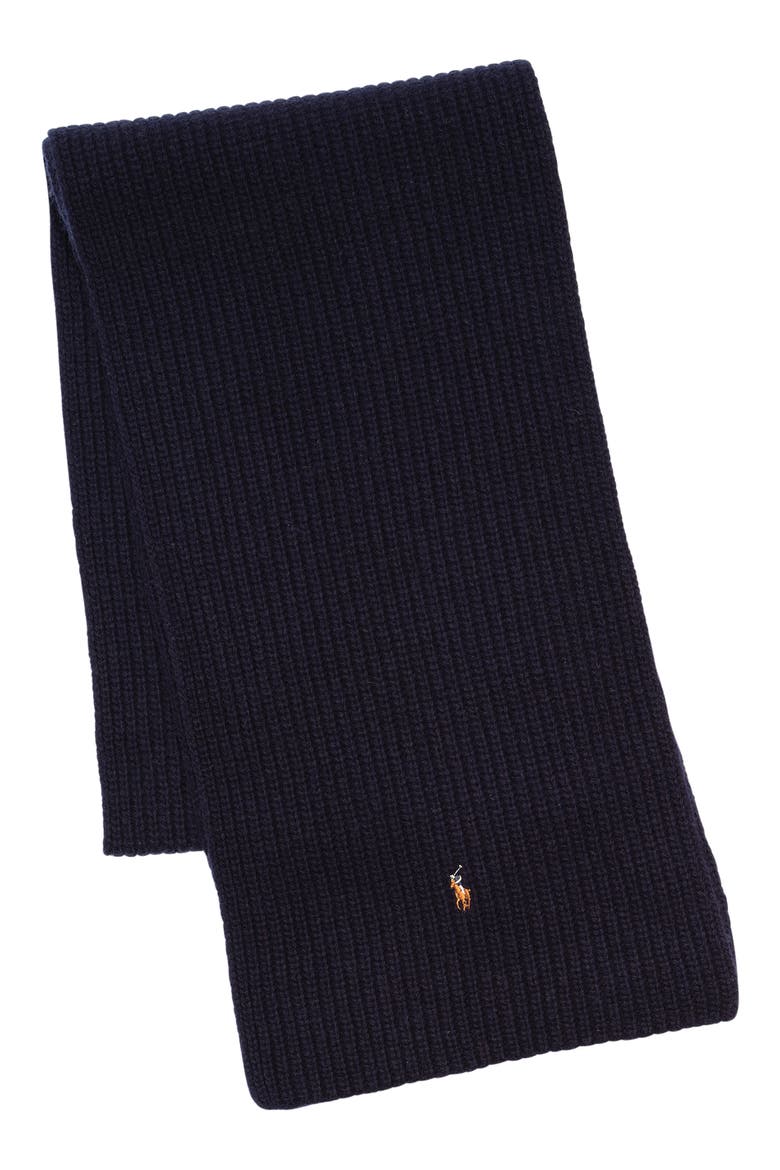 Signature Polo Pony Wool Blend Scarf, Main, color, CLASSIC NAVY