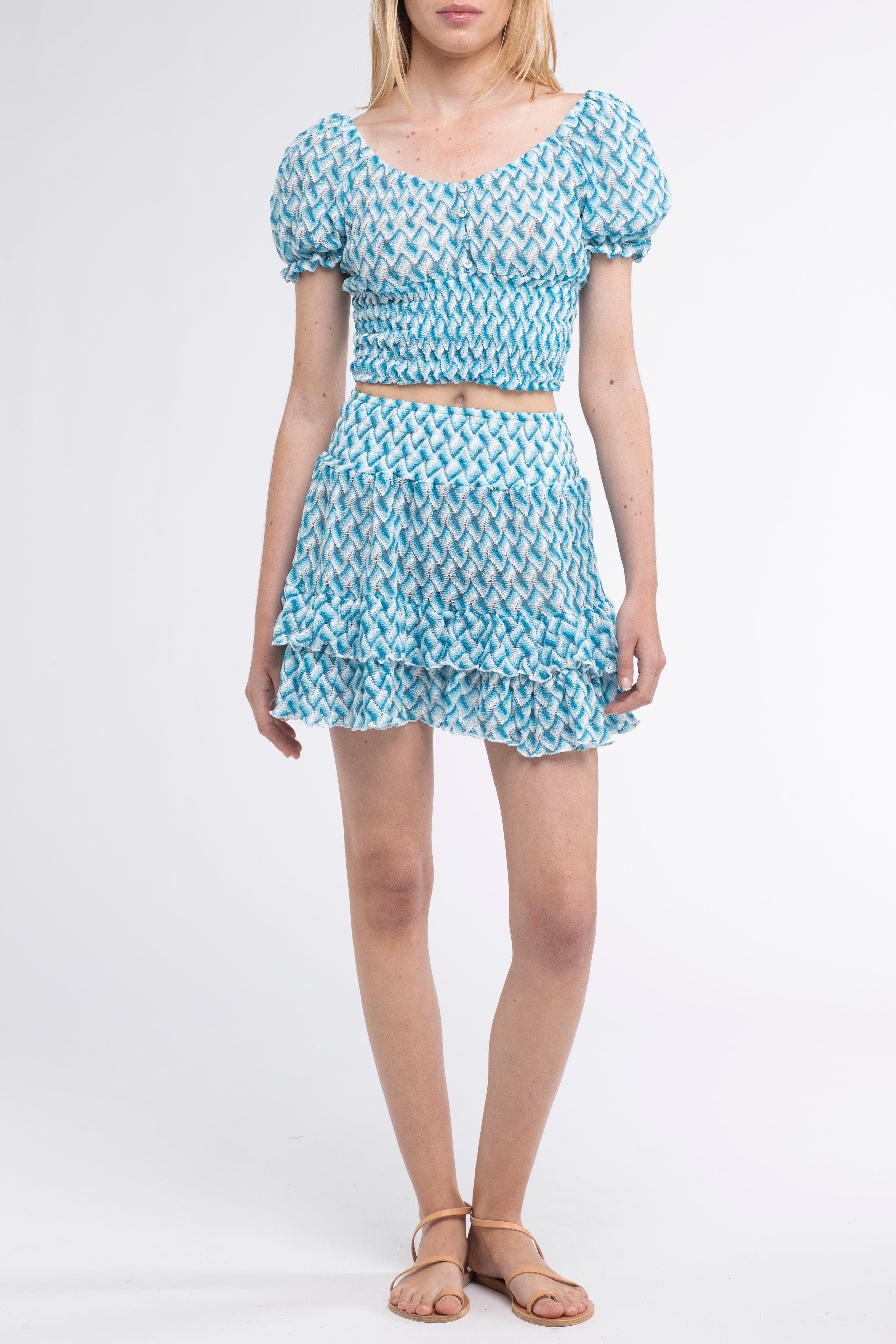 Natalia Knit Cover-Up Ruffle Mini Skirt