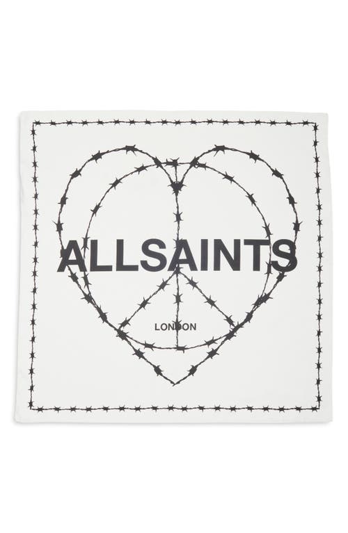 Allsaints Barb Heart Silk Square Bandana In White