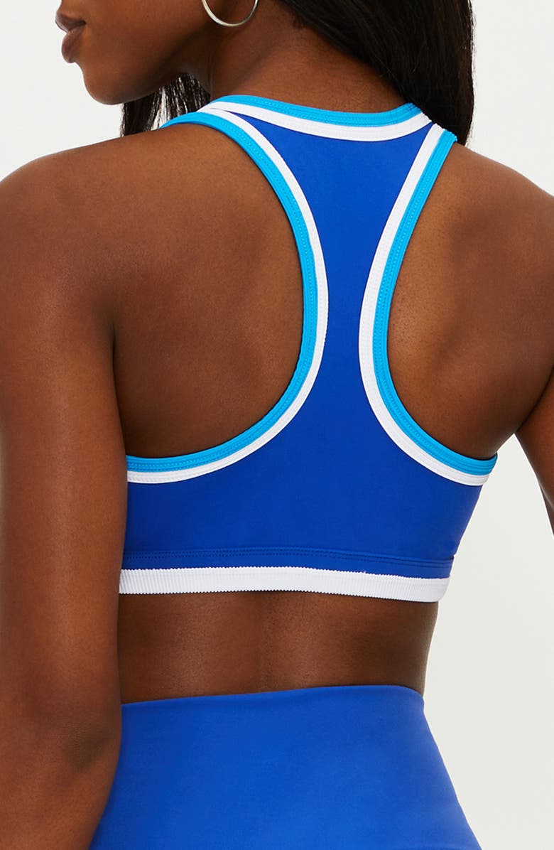 Beach Riot Ida Colorblock Racerback Sports Bra, Alternate, color, Riviera Azure