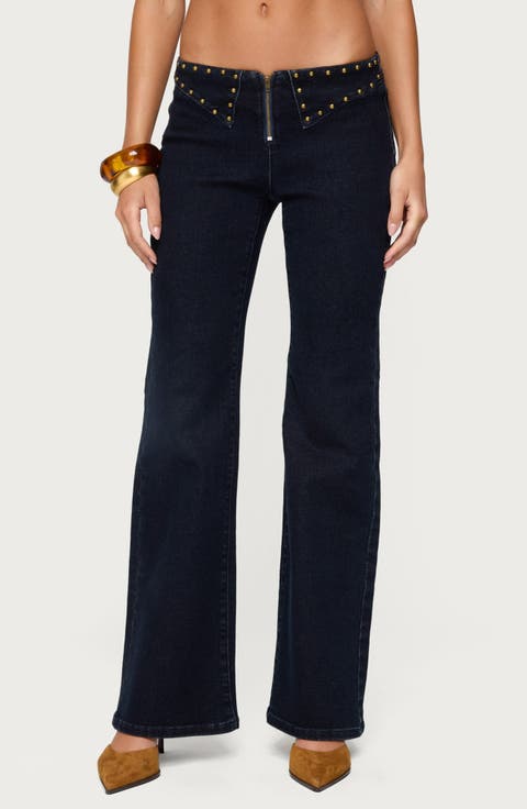Carys Low Rise Stud Flare Jeans