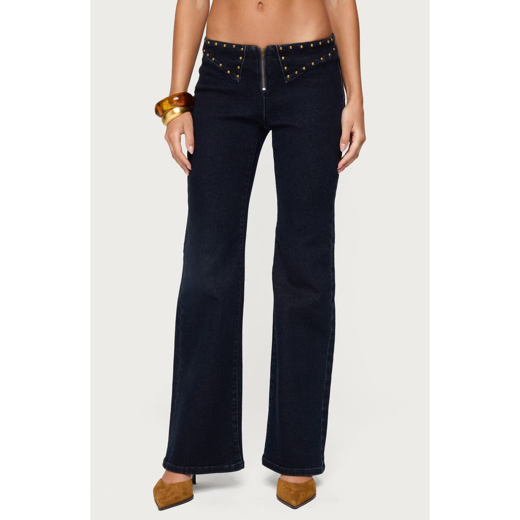 Edikted Carys Low Rise Stud Flare Jeans