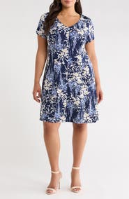 Connected Apparel Floral Fit & Flare Dress
