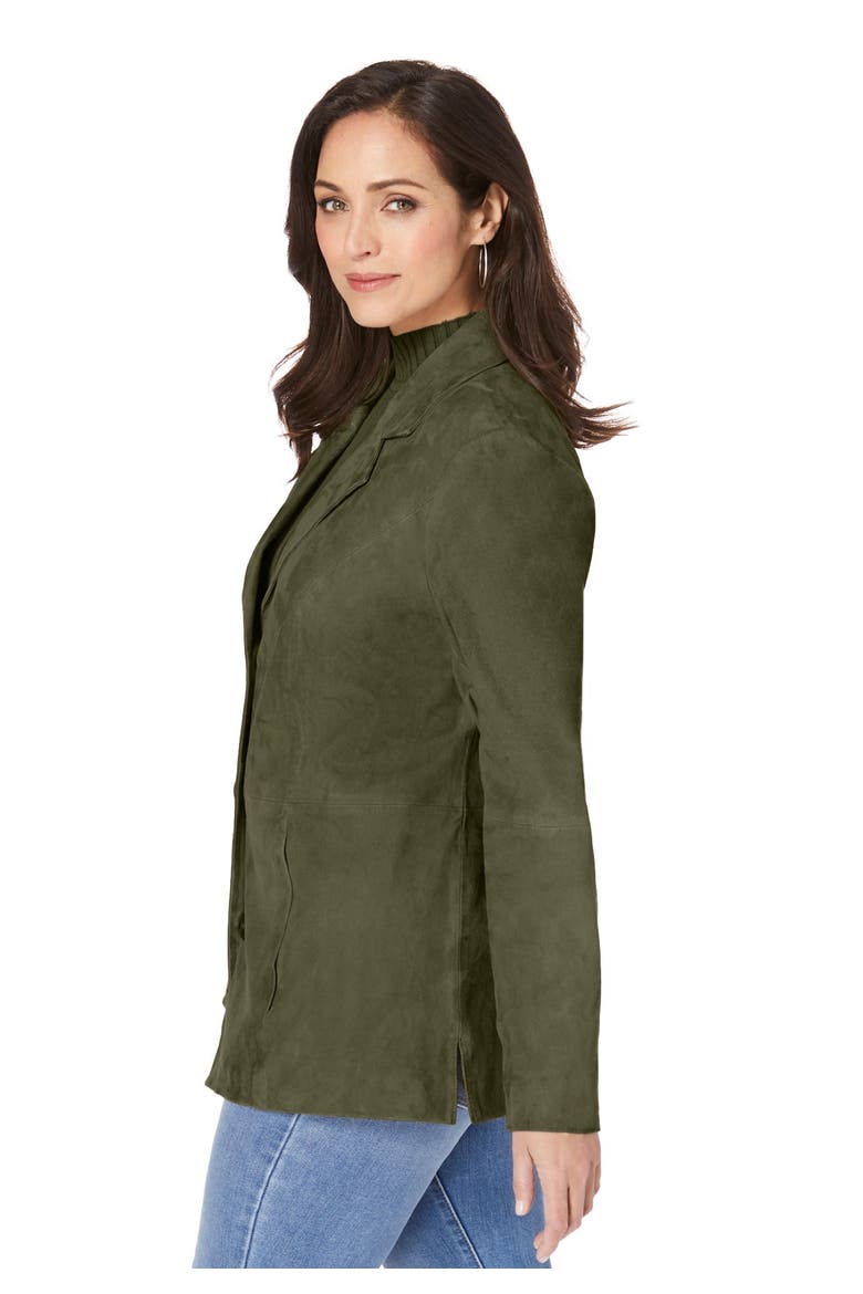 Suede Blazer, Alternate, color, DARK OLIVE GREEN