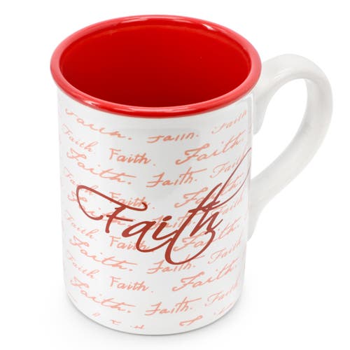 Gibson Home Inspirational Words Faith 4 Piece 16 Ounce Stoneware Mug Set In Multi