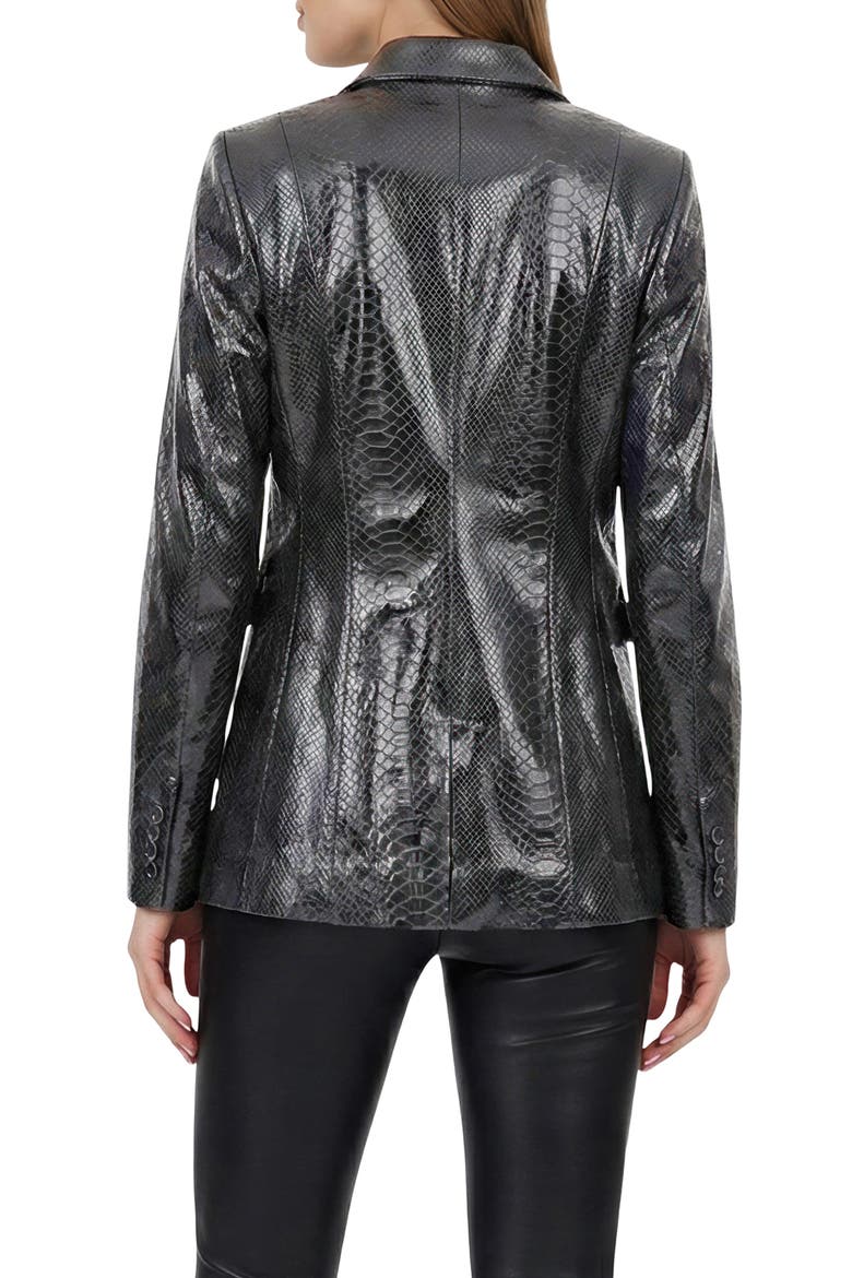 Genuine Metis Suede Pythn Printed Single Breasted Blazer, Alternate, color, ANTHRACITE