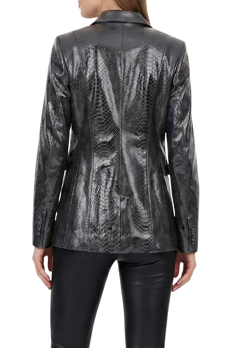 GORSKI Genuine Metis Suede Pythn Printed Single Breasted Blazer, Alternate, color, Anthracite