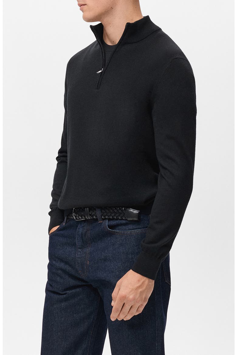 Perkins Wool Quarter Zip Sweater, Alternate, color, BLACK
