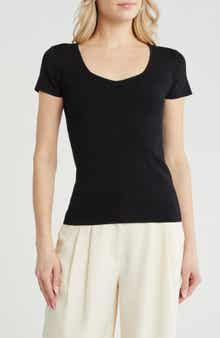 Elie Tahari Sweetheart Ribbed T-Shirt
