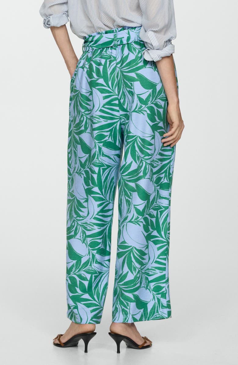 MANGO Print High Waist Wide Leg Pants, Alternate, color, Green