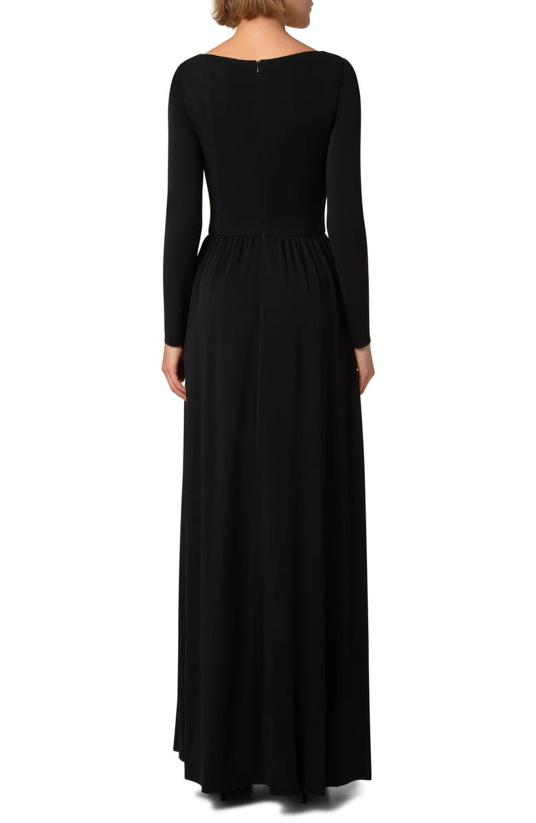 Akris punto Scoop Neck Long Sleeve Crepe Jersey Dress, Alternate, color, Black