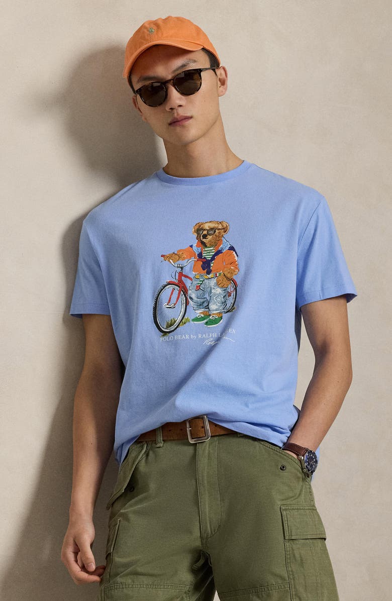 Polo Ralph Lauren Classic Fit Polo Bear Jersey Graphic T-Shirt, Alternate, color, Austin Blue- Summer Bear