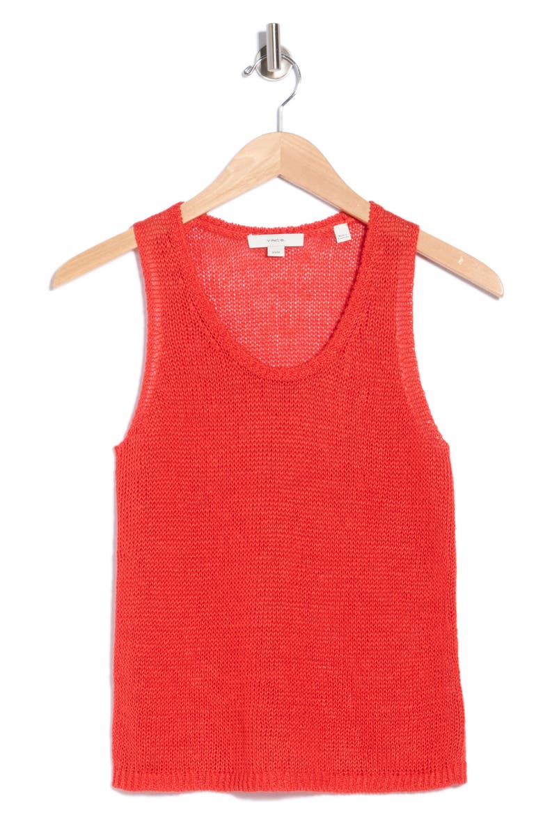 Beachy Linen Open Stitch Tank, Alternate, color, SCARLETT