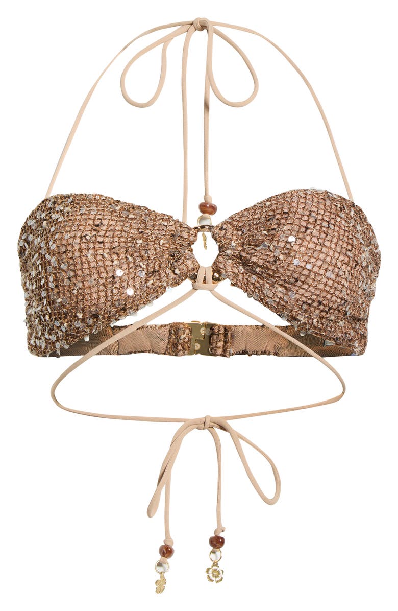 Kulani Kinis Sequin Strappy O-Ring Crop Top, Alternate, color, Esspresso Spritz