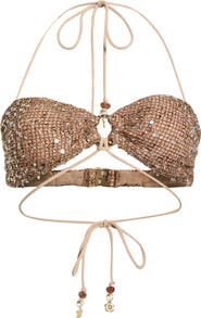 Kulani Kinis Sequin Strappy O-Ring Crop Top