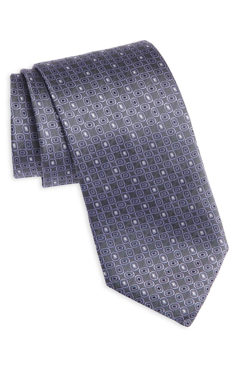 Canali Medallion Pattern Silk Tie, Main, color, 