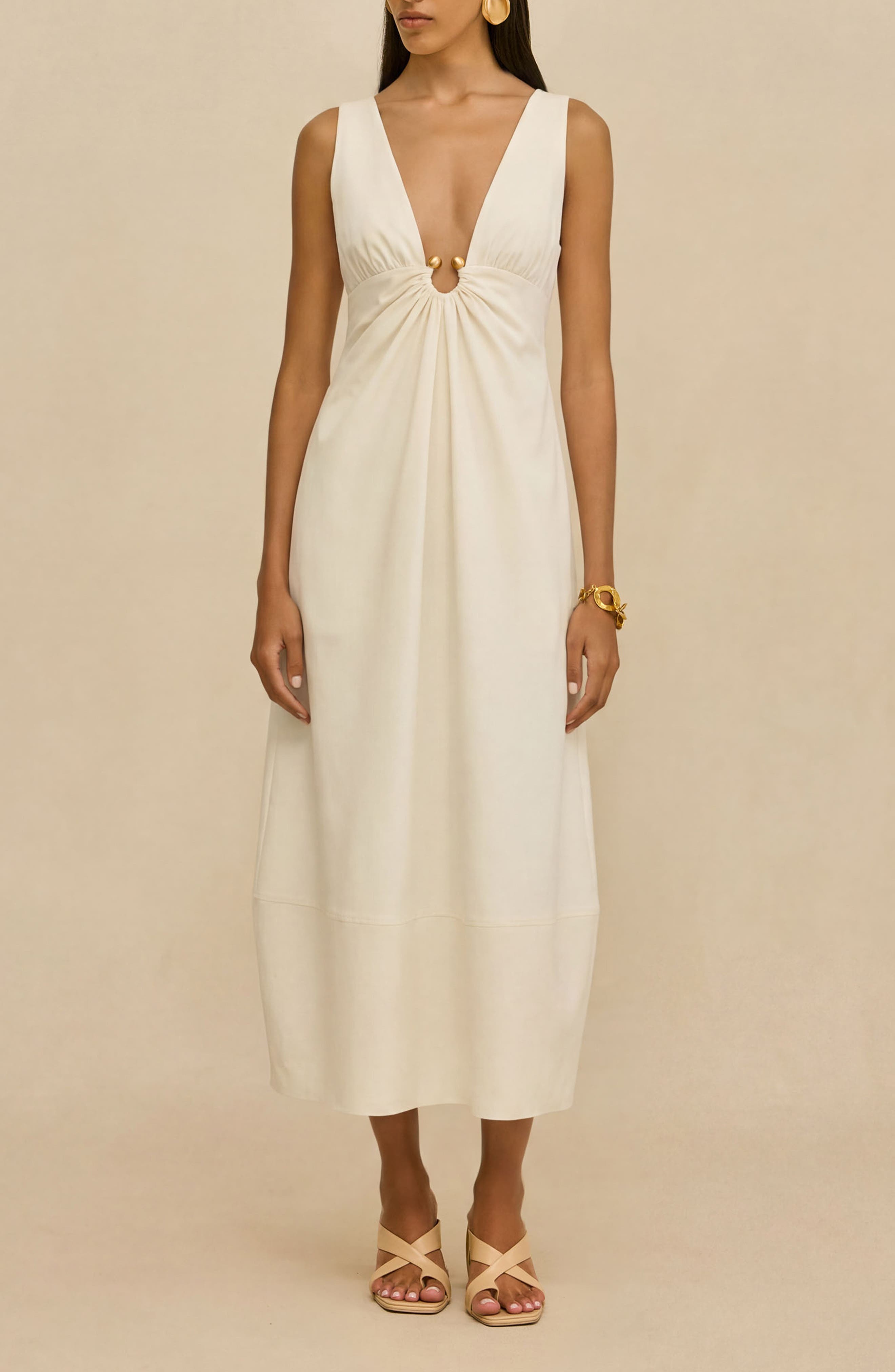 Cult Gaia Ebisu Sleeveless A-line Dress In White
