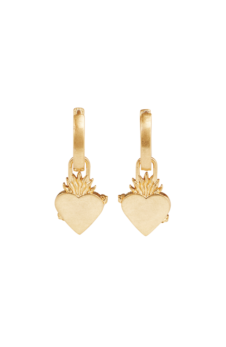 Fable England Sacred Heart Huggie Earrings, Alternate, color, Gold