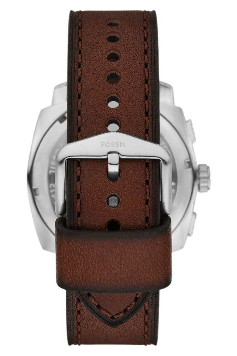 Machine Chronograph Leather Strap Watch, 44mm, Alternate, color, BROWN GREEN