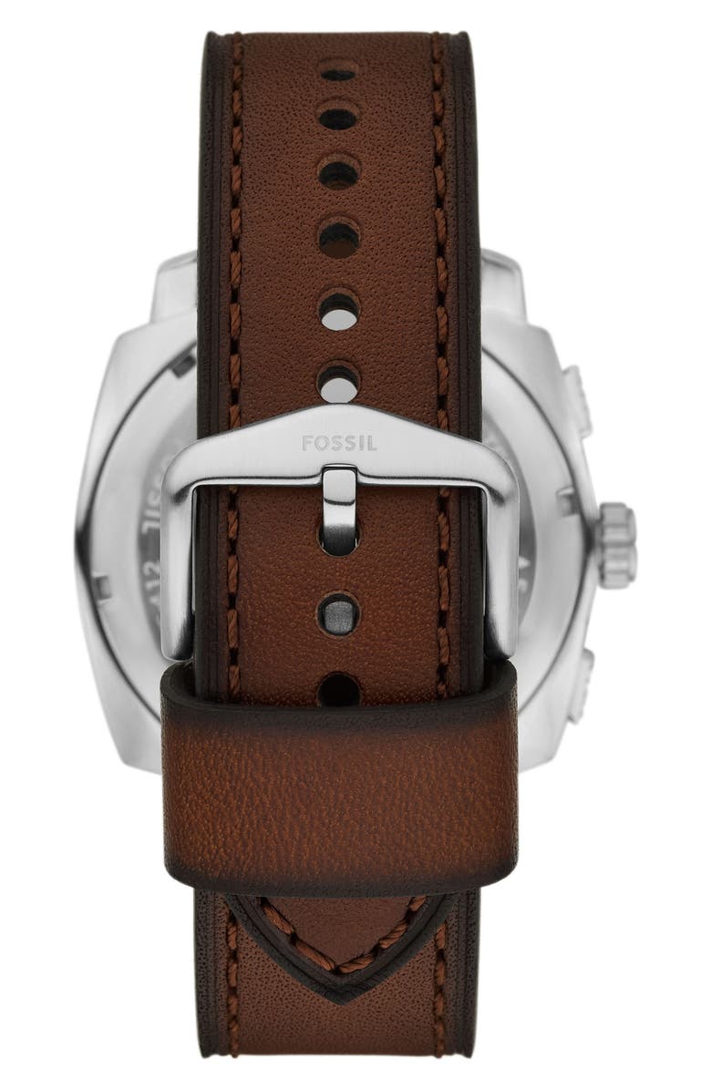 Fossil Machine Chronograph Leather Strap Watch, 44mm, Alternate, color, Brown Green