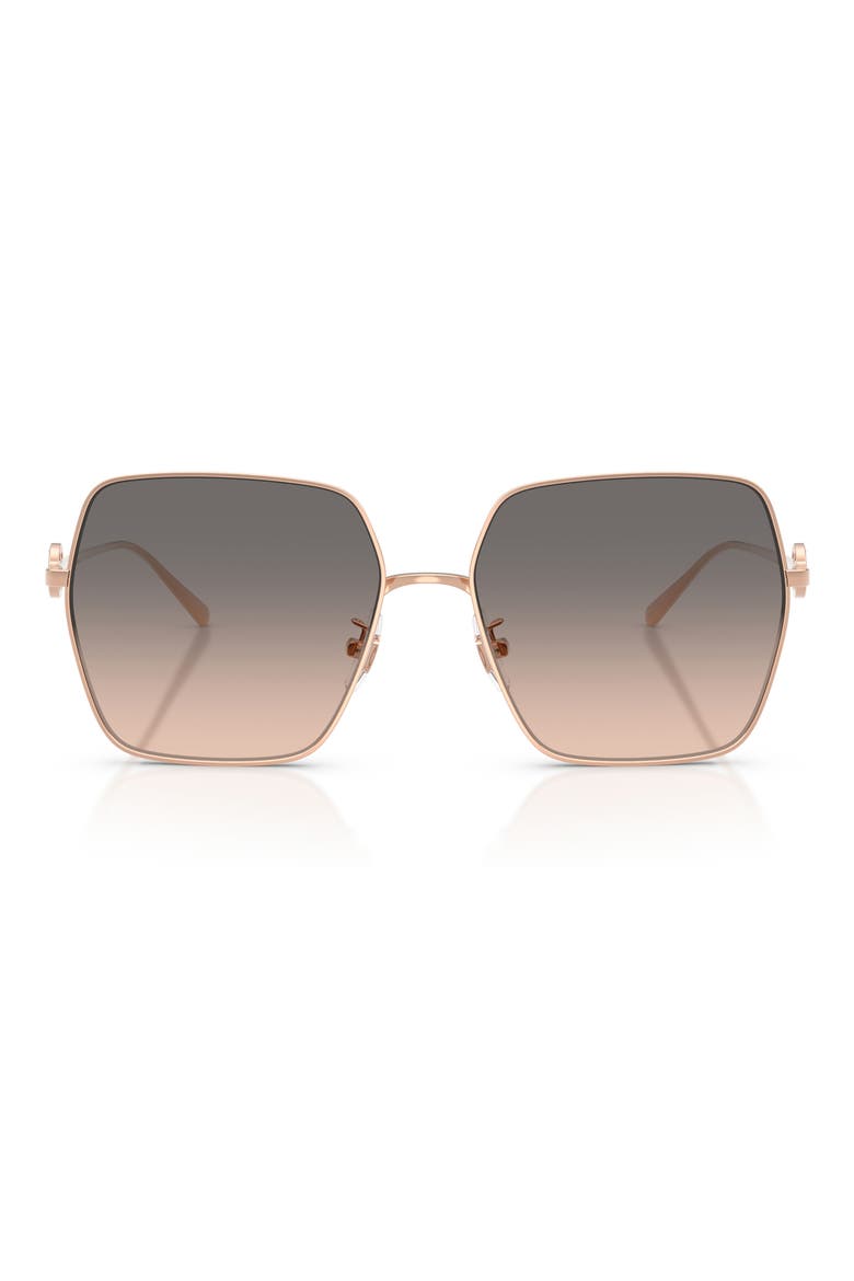 58mm Gradient Square Sunglasses, Main, color, ROSE GOLD / BROWN / GREY