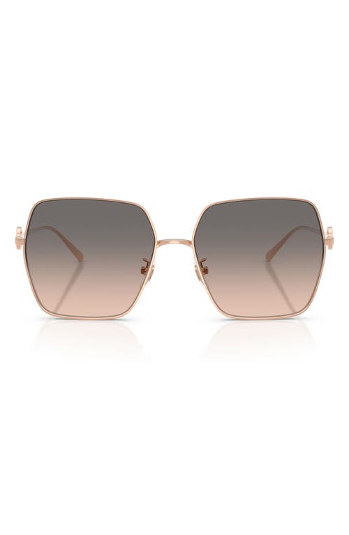 Tory Burch 58mm Gradient Square Sunglasses in Rose Gold/brown/grey at Nordstrom