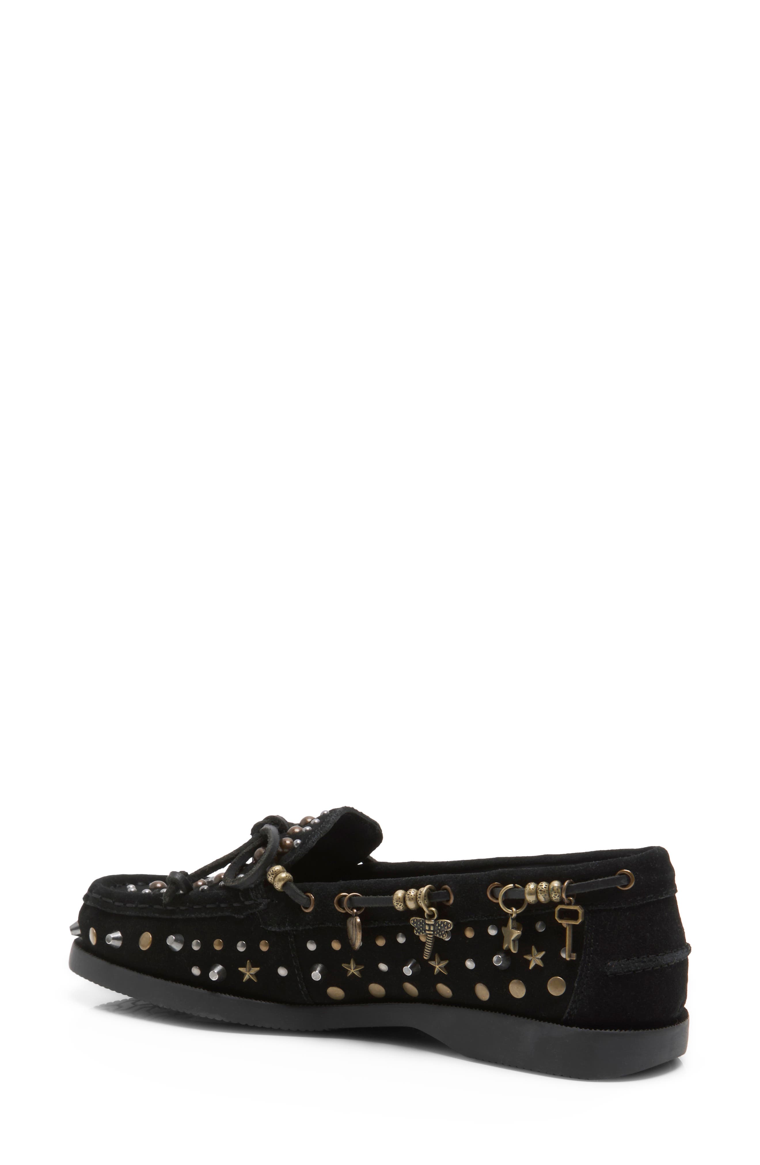 Stargazer Studded Boat Shoe, Alternate, color, BLACK SUEDE