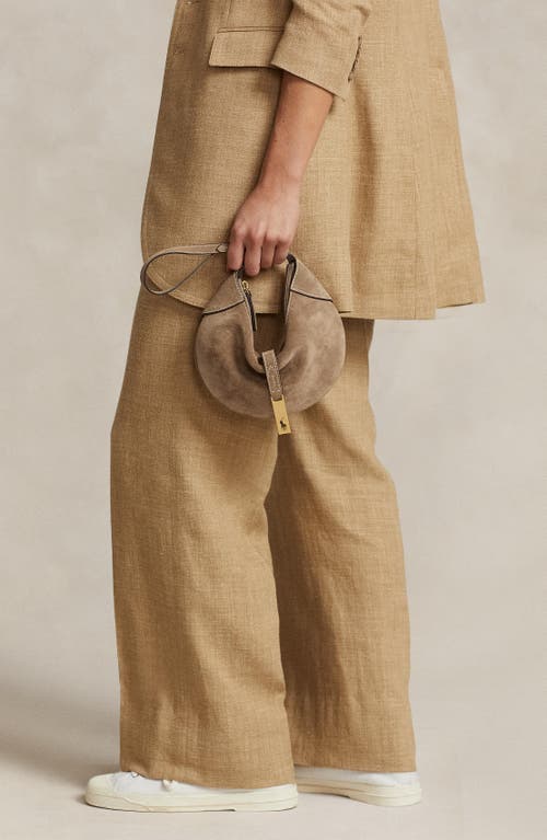 Polo Ralph Lauren Mini Suede Shoulder Bag In Brown
