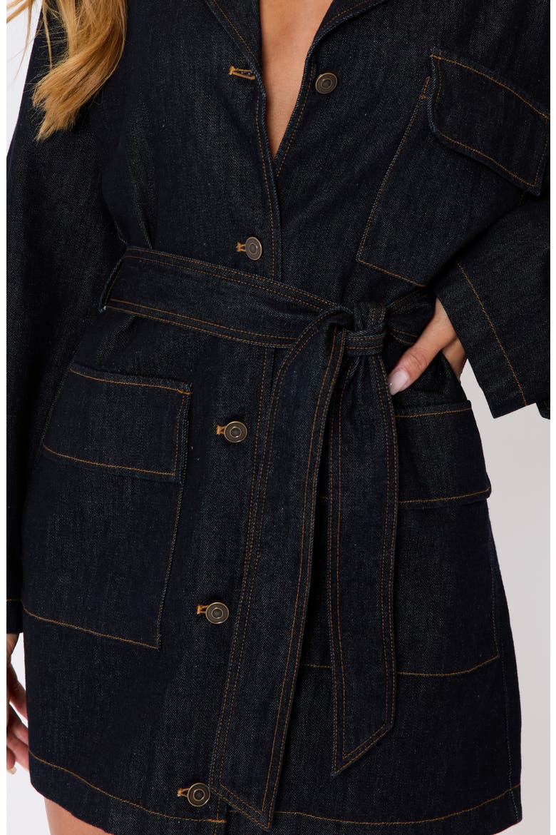 Canyon Long Sleeve Denim Minidress, Alternate, color, DARK DENIM