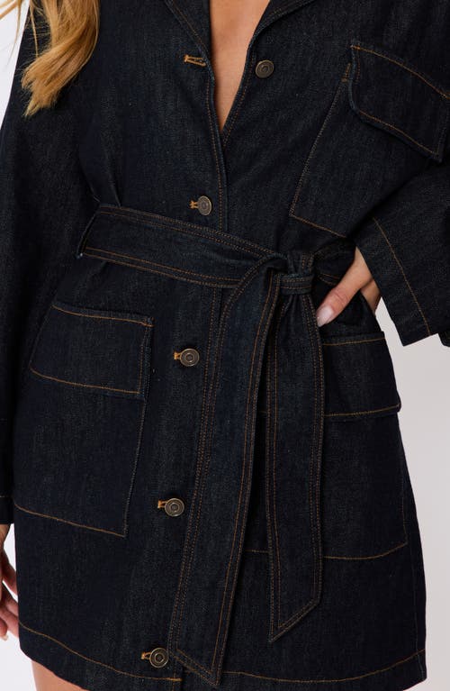 Vici Collection Canyon Long Sleeve Denim Minidress In Animal Print