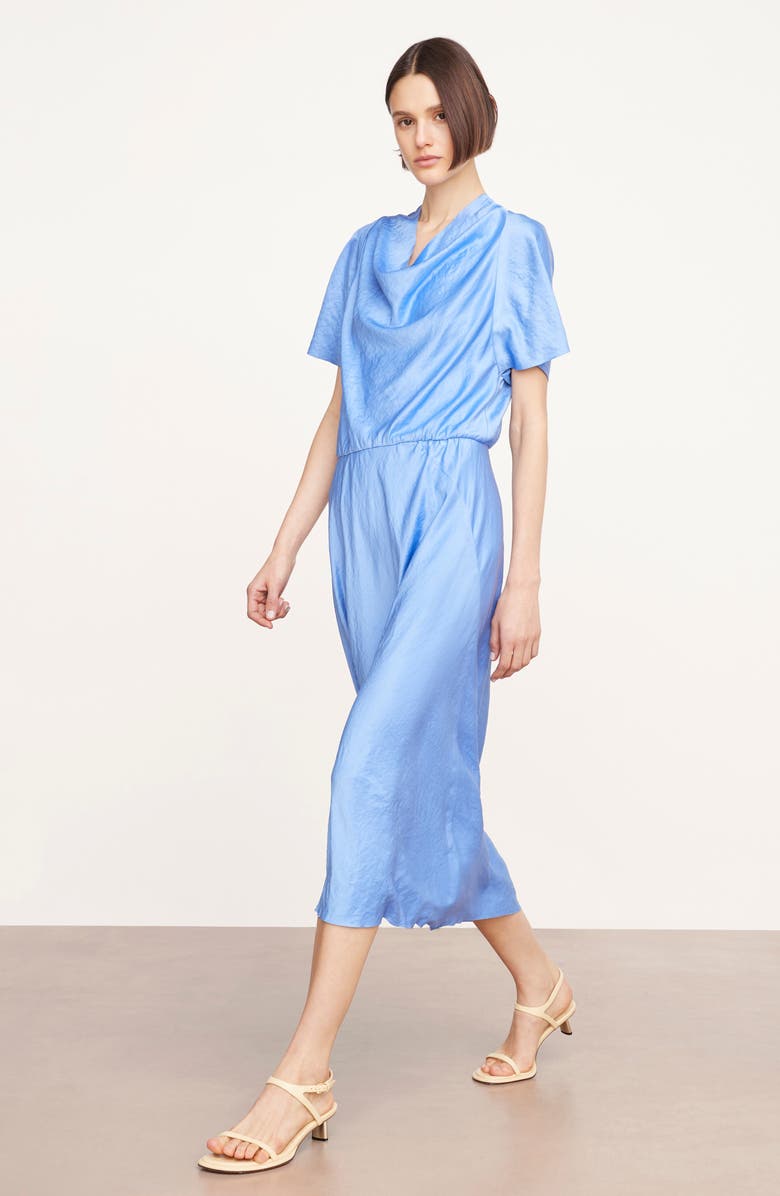 Vince Cowl Neck Crinkled Satin Dress, Alternate, color, Aria