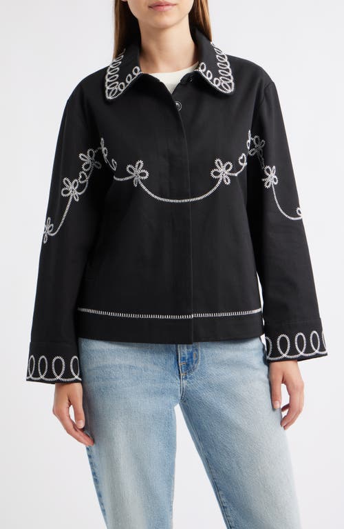 Rails Keaton Embroidered Cotton Jacket In Black