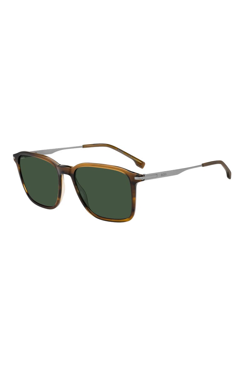 55mm Sunglasses, Alternate, color, BROWN HORN RUTHENIUM/ GREEN
