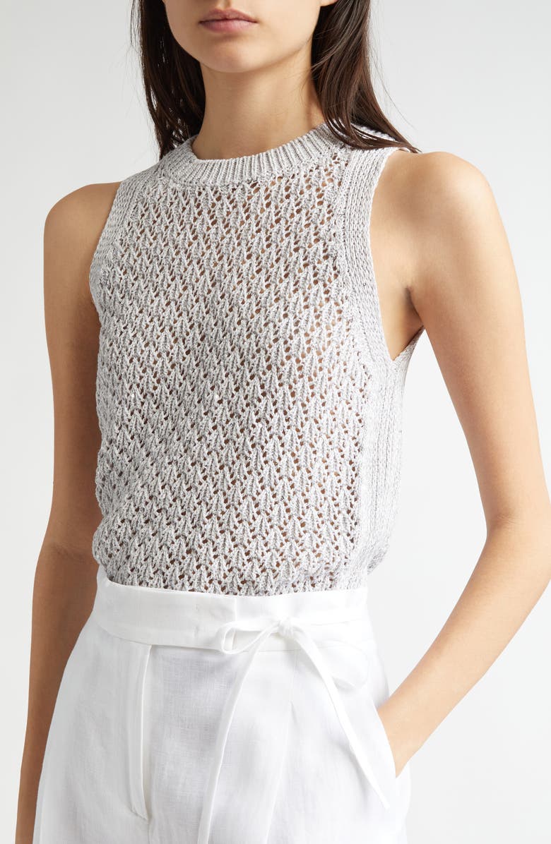 Eleventy Sequin Open Stitch Sweater Tank, Alternate, color,
