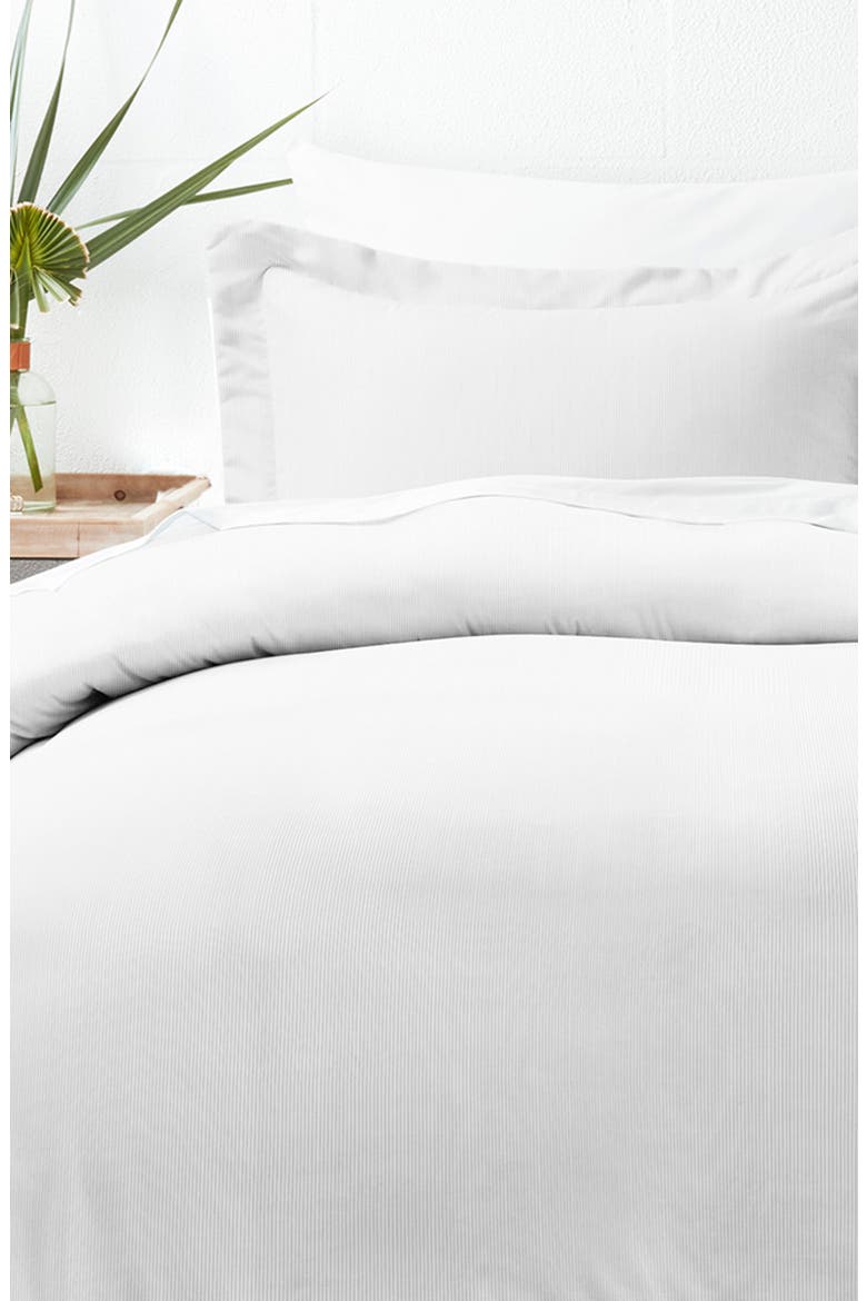 Home Spun Premium Ultra Soft Pinstriped Pattern 3-Piece Duvet Cover Set, Alternate, color, LIGHT GRAY