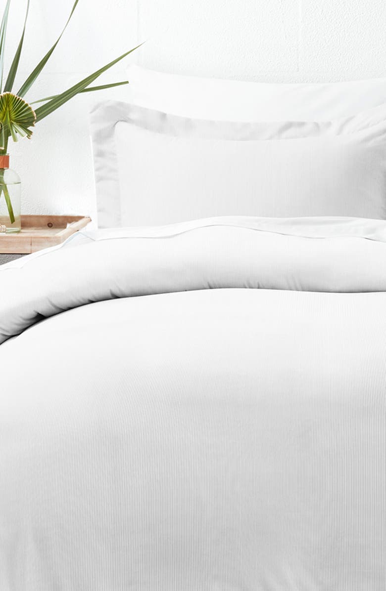 HOMESPUN Home Spun Premium Ultra Soft Pinstriped Pattern 3-Piece Duvet Cover Set, Alternate, color, Light Gray