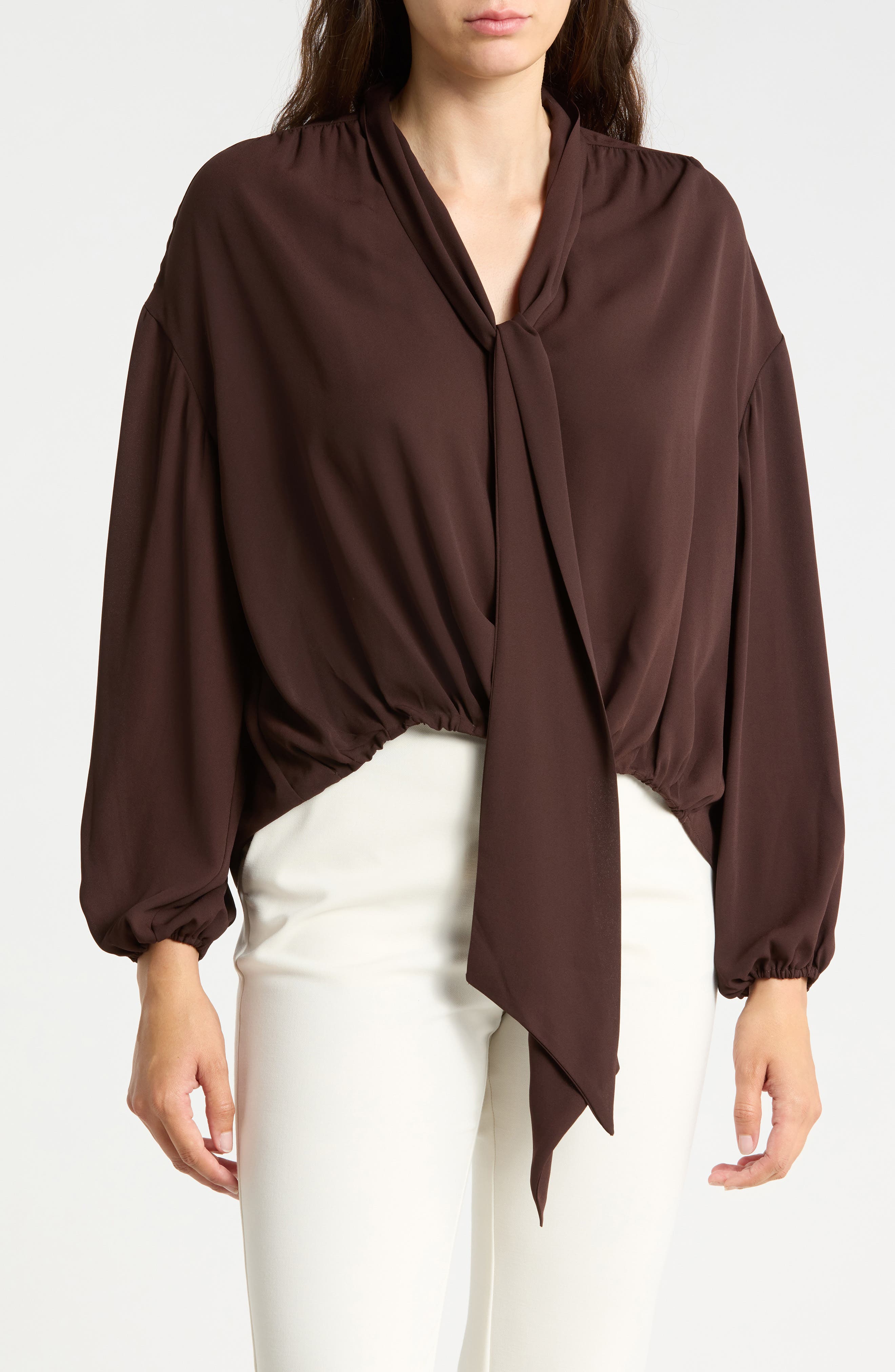 Tie Neck Draped Blouse
