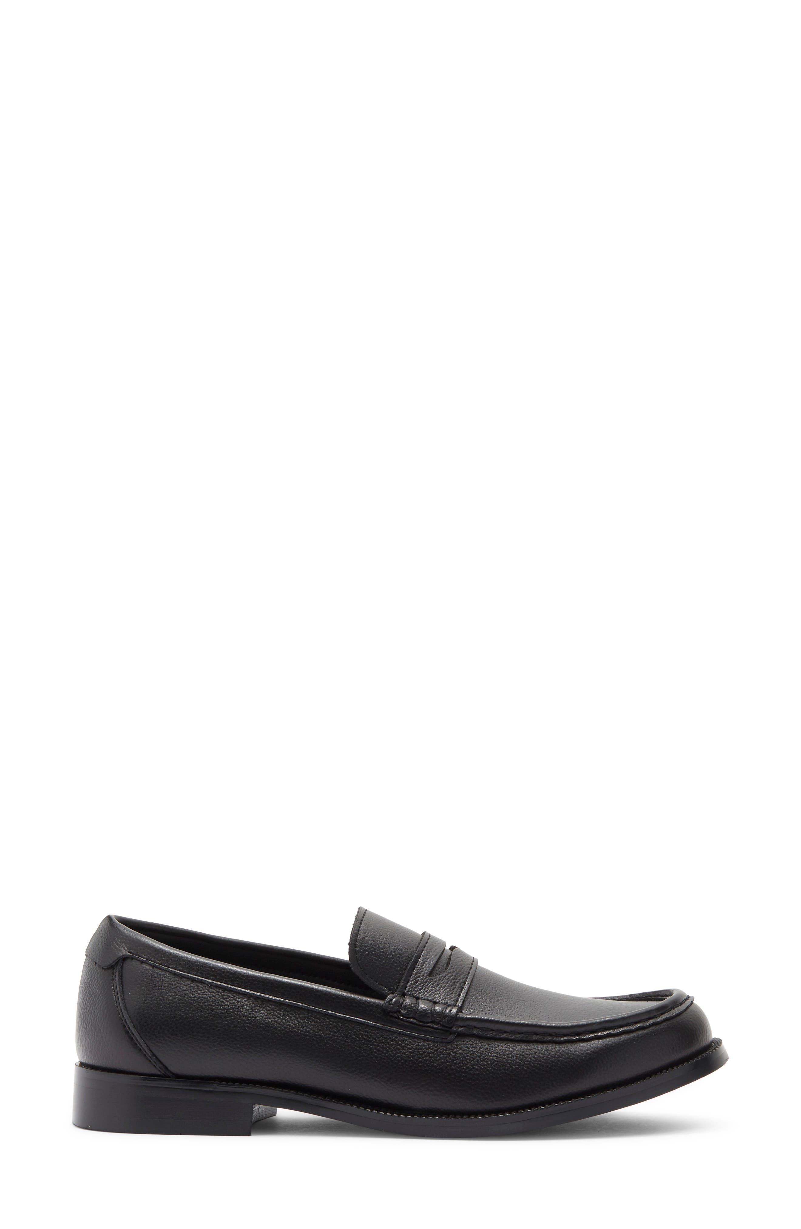 Lance Faux Leather Penny Loafer, Alternate, color, BLACK