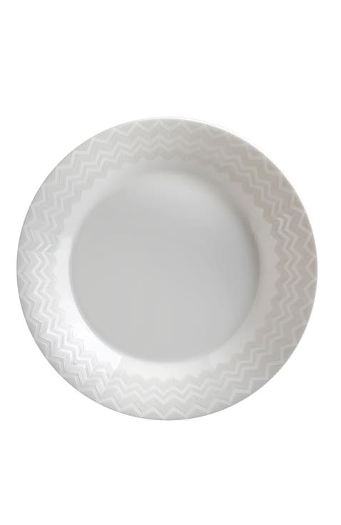 Soup Plates ZIG ZAG Set of 6  White diam. 8.5"