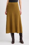 Nordstrom Cotton & Cashmere A-Line Midi Sweater Skirt