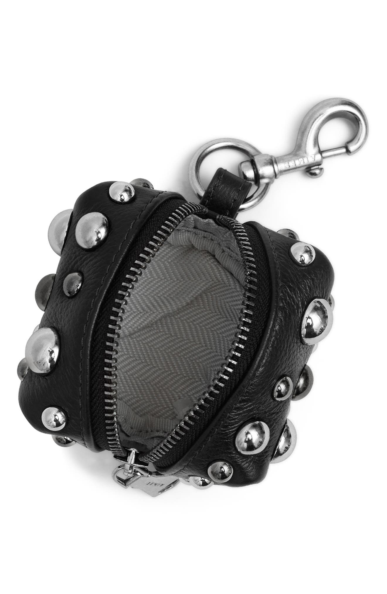 Cosmic Studded Leather Pouch Bag Charm, Alternate, color, BLACK COSMIC STUDS
