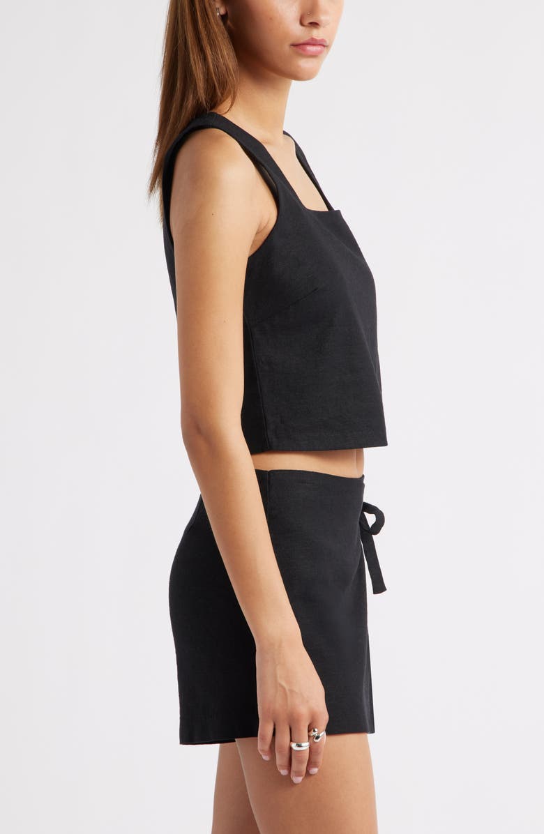 Open Edit Sleeveless Linen Blend Top, Alternate, color, Black