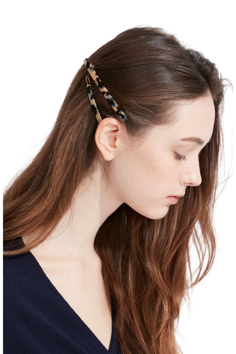 Tuileries Fin Acetate Barette, Alternate, color, Tan Tortoiseshell