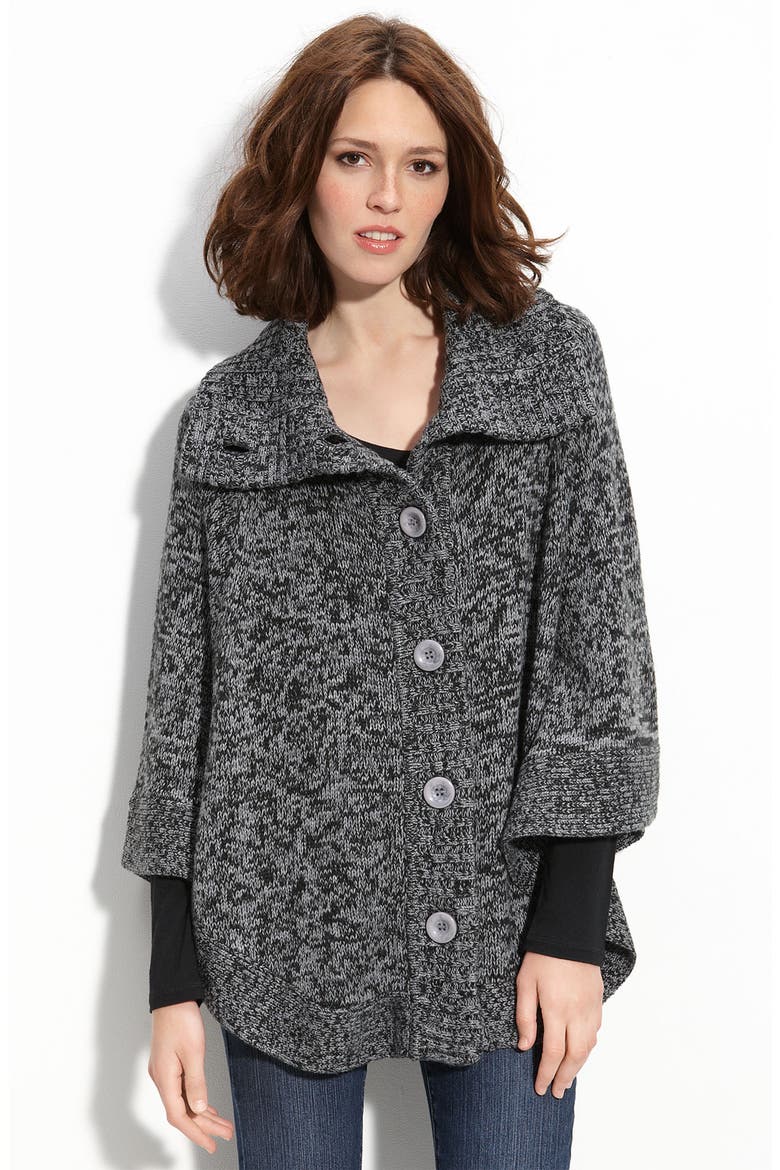 Marled Poncho, Main, color, BLACK TWIST